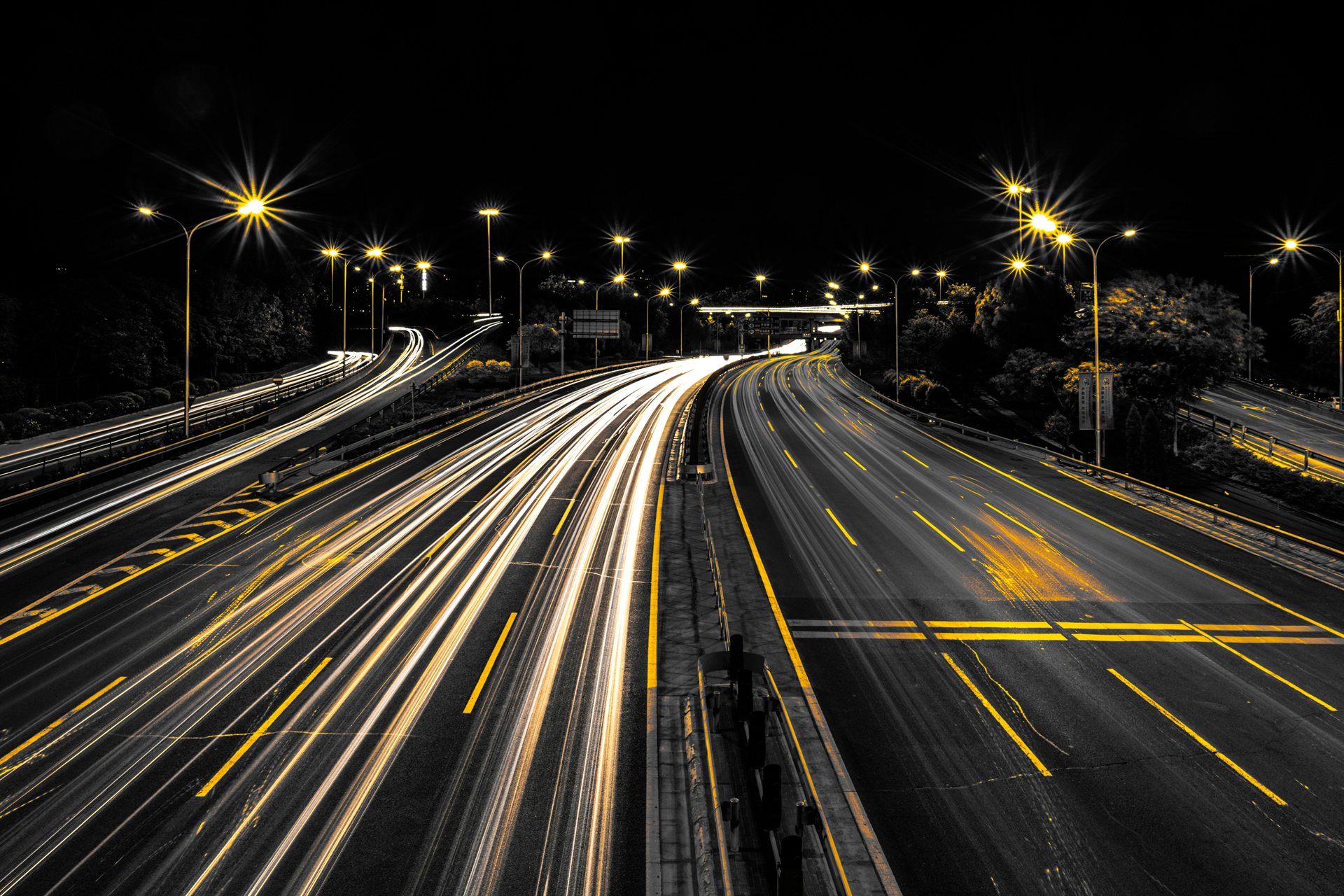 California freeway at sunset